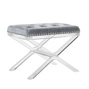 Kelsi X-Base Vanity Bench with Acrylic Legs - Silver